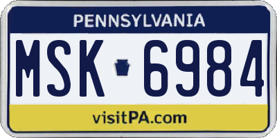 PA license plate MSK6984
