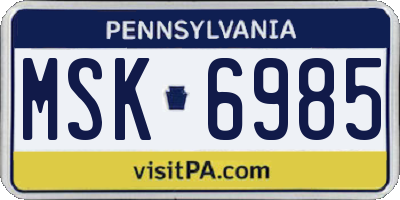 PA license plate MSK6985