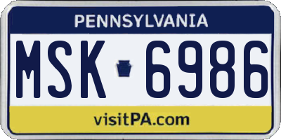 PA license plate MSK6986