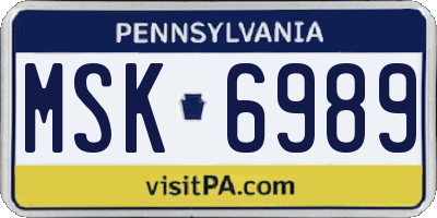 PA license plate MSK6989