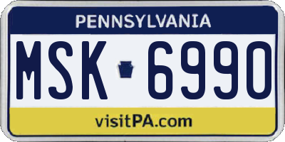 PA license plate MSK6990