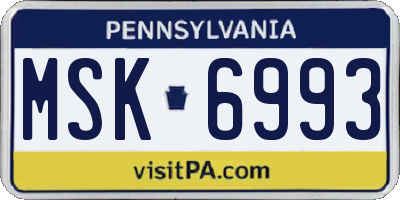 PA license plate MSK6993