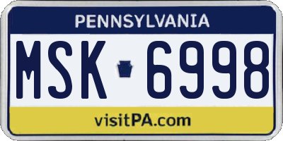 PA license plate MSK6998