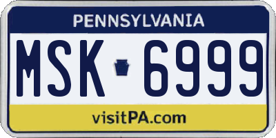 PA license plate MSK6999