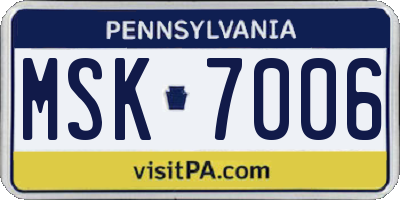 PA license plate MSK7006