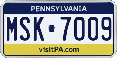 PA license plate MSK7009