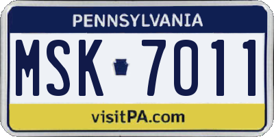 PA license plate MSK7011