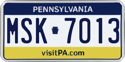 PA license plate MSK7013