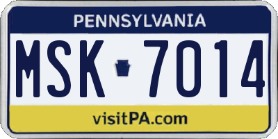 PA license plate MSK7014