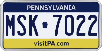 PA license plate MSK7022