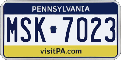 PA license plate MSK7023