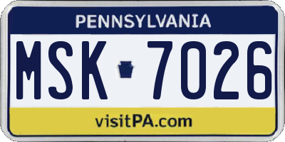 PA license plate MSK7026