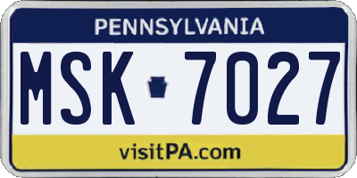 PA license plate MSK7027