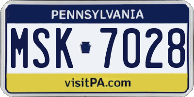 PA license plate MSK7028