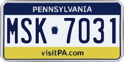 PA license plate MSK7031