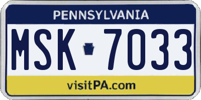 PA license plate MSK7033