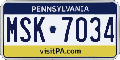 PA license plate MSK7034
