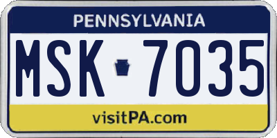 PA license plate MSK7035