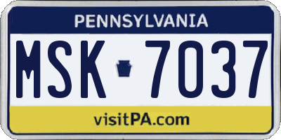 PA license plate MSK7037