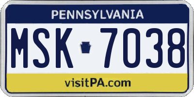 PA license plate MSK7038