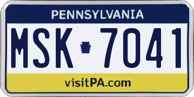 PA license plate MSK7041