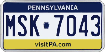 PA license plate MSK7043