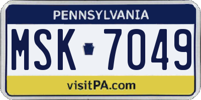 PA license plate MSK7049