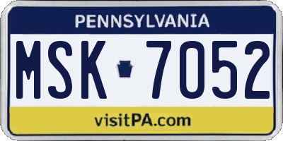 PA license plate MSK7052