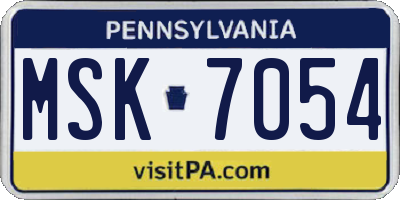 PA license plate MSK7054