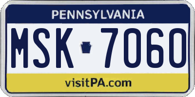 PA license plate MSK7060