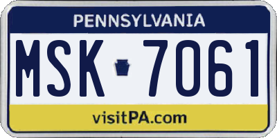 PA license plate MSK7061