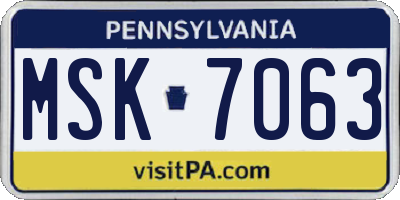 PA license plate MSK7063