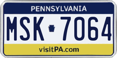 PA license plate MSK7064