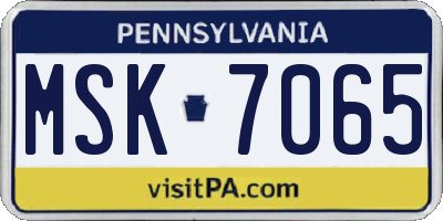 PA license plate MSK7065