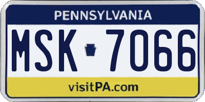 PA license plate MSK7066