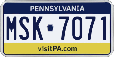 PA license plate MSK7071