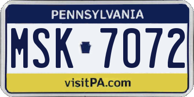 PA license plate MSK7072