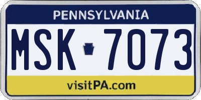 PA license plate MSK7073
