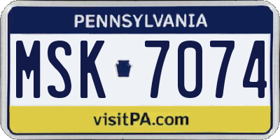 PA license plate MSK7074