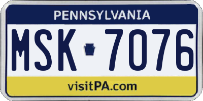 PA license plate MSK7076