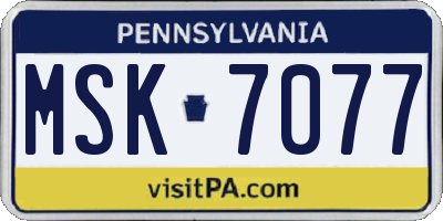 PA license plate MSK7077