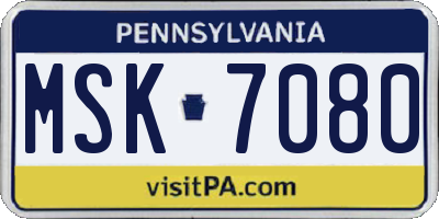 PA license plate MSK7080