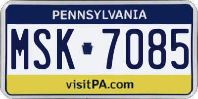 PA license plate MSK7085