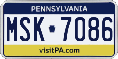 PA license plate MSK7086