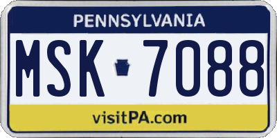 PA license plate MSK7088