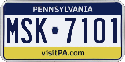 PA license plate MSK7101