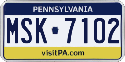 PA license plate MSK7102