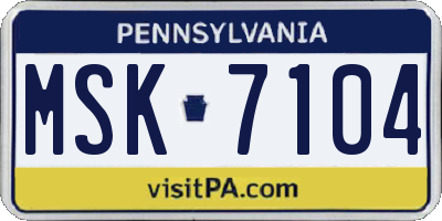 PA license plate MSK7104