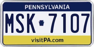 PA license plate MSK7107