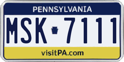 PA license plate MSK7111